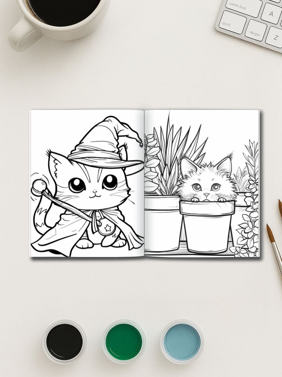 Purrfectly Kawaii – 160 Cute Cat Coloring Pages - Image 2